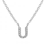 14K White Gold Diamond Initial Necklace