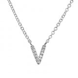 14K White Gold Diamond Initial Necklace-Necklaces-Maurice's Jewelers-V-