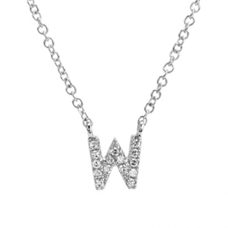 14K White Gold Diamond Initial Necklace