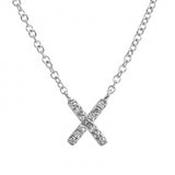 14K White Gold Diamond Initial Necklace