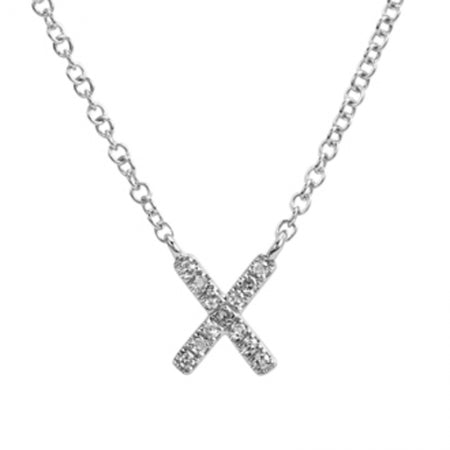 14K White Gold Diamond Initial Necklace