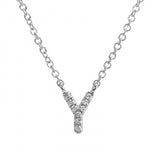 14K White Gold Diamond Initial Necklace