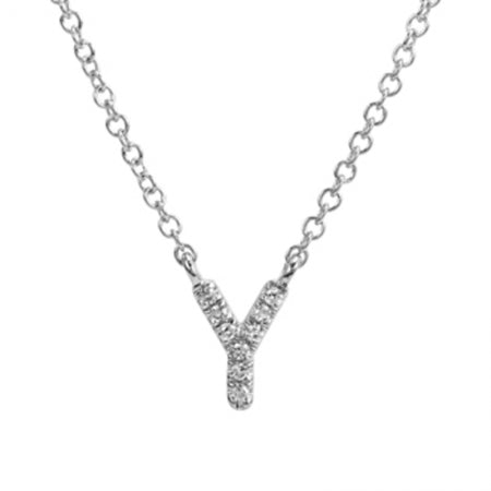 14K White Gold Diamond Initial Necklace