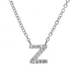 14K White Gold Diamond Initial Necklace