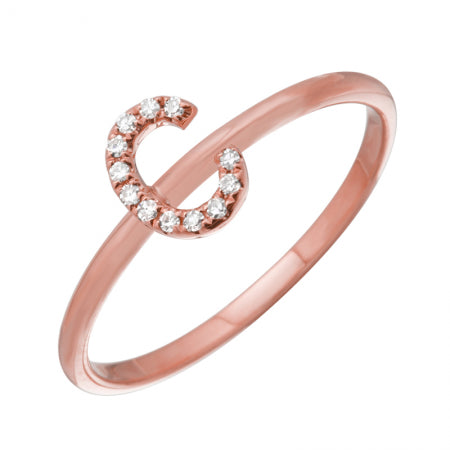 14K Rose Gold Diamond Initial Ring