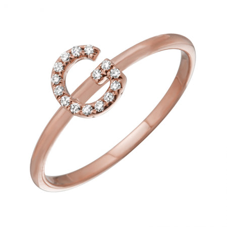 14K Rose Gold Diamond Initial Ring