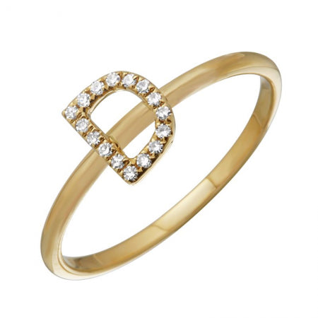 14K Yellow Gold Diamond Initial Ring-Rings-superbell-5-D-