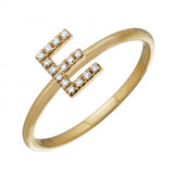 14K Yellow Gold Diamond Initial Ring-Rings-superbell-5-E-