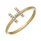 14K Yellow Gold Diamond Initial Ring-Rings-superbell-5-H-