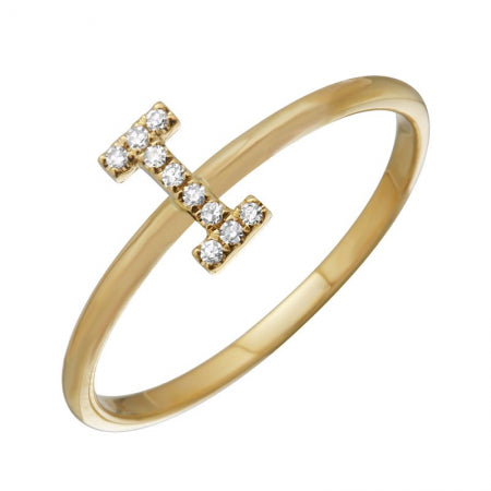 14K Yellow Gold Diamond Initial Ring