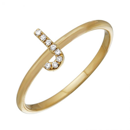 14K Yellow Gold Diamond Initial Ring-Rings-superbell-5-J-