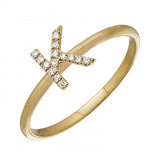 14K Yellow Gold Diamond Initial Ring