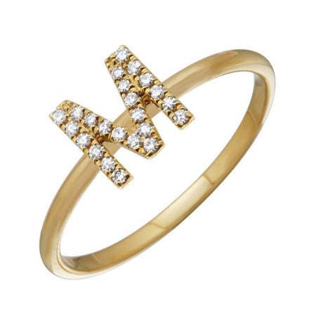 14K Yellow Gold Diamond Initial Ring