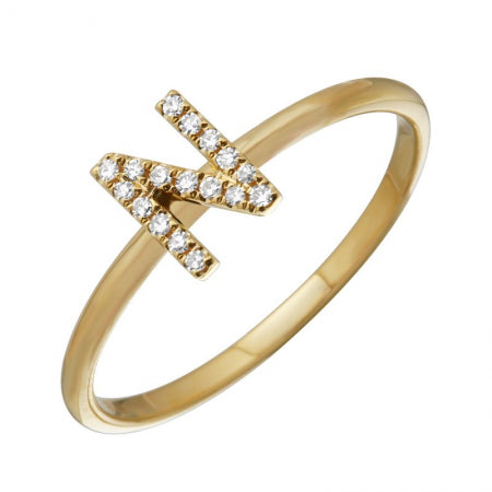 14K Yellow Gold Diamond Initial Ring-Rings-superbell-5-N-