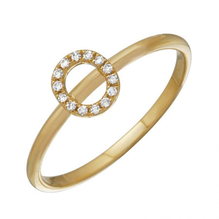 14K Yellow Gold Diamond Initial Ring-Rings-superbell-5-O-