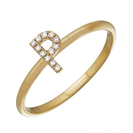 14K Yellow Gold Diamond Initial Ring