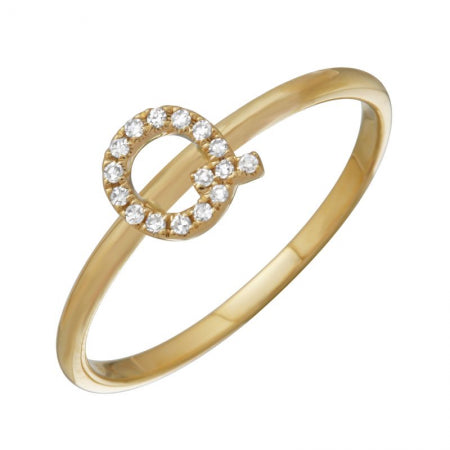 14K Yellow Gold Diamond Initial Ring