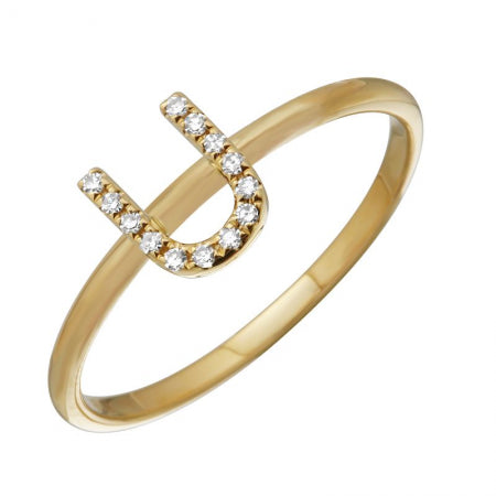 14K Yellow Gold Diamond Initial Ring