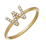 14K Yellow Gold Diamond Initial Ring