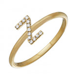 14K Yellow Gold Diamond Initial Ring