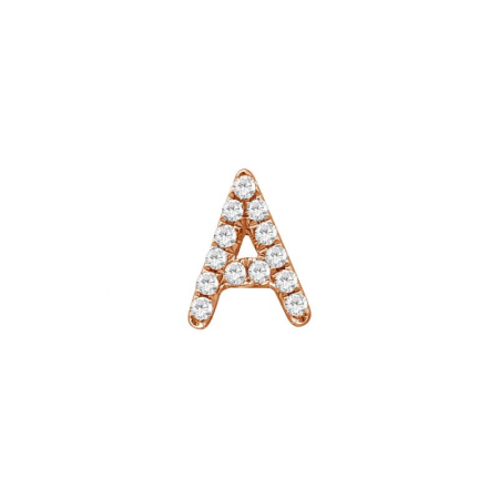 14K Rose Gold Mini Diamond Initial Earrings