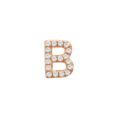 14K Rose Gold Mini Diamond Initial Earrings-Earrings-Maurice's Jewelers-B-