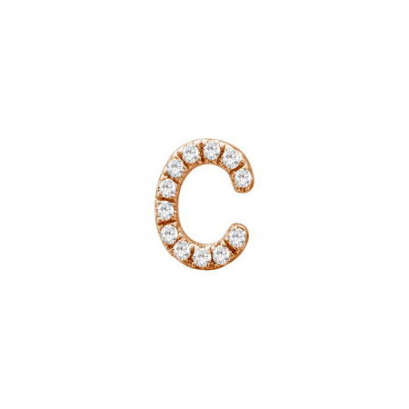 14K Rose Gold Mini Diamond Initial Earrings-Earrings-Maurice's Jewelers-C-