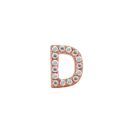 14K Rose Gold Mini Diamond Initial Earrings-Earrings-Maurice's Jewelers-D-