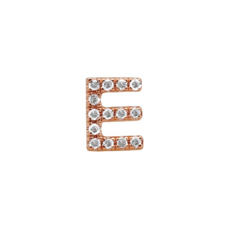 14K Rose Gold Mini Diamond Initial Earrings-Earrings-Maurice's Jewelers-E-