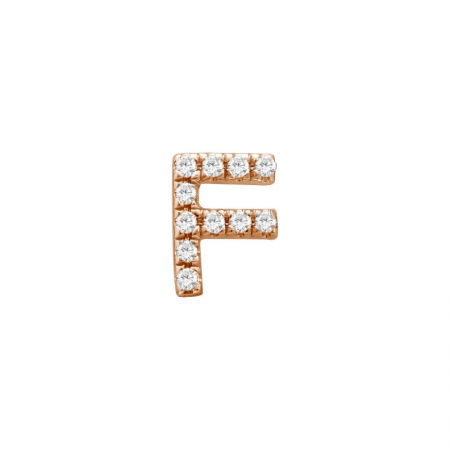 14K Rose Gold Mini Diamond Initial Earrings-Earrings-Maurice's Jewelers-F-