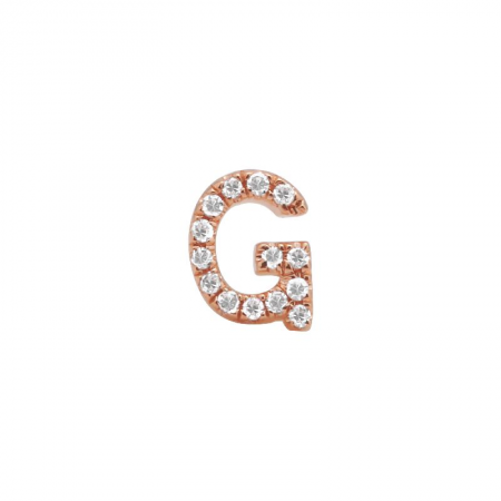 14K Rose Gold Mini Diamond Initial Earrings