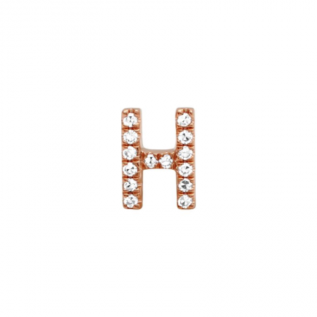 14K Rose Gold Mini Diamond Initial Earrings-Earrings-Maurice's Jewelers-H-