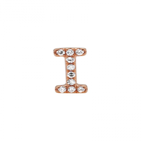 14K Rose Gold Mini Diamond Initial Earrings