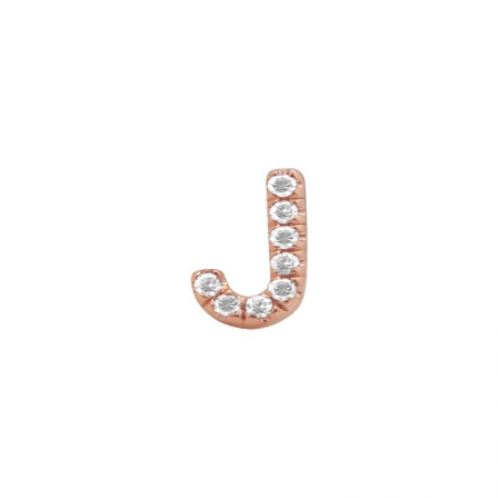 14K Rose Gold Mini Diamond Initial Earrings