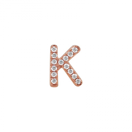 14K Rose Gold Mini Diamond Initial Earrings