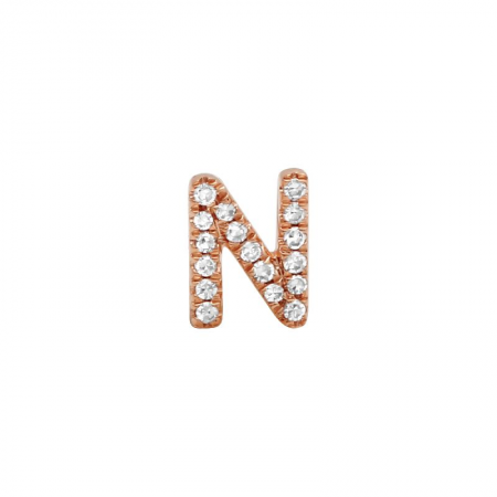 14K Rose Gold Mini Diamond Initial Earrings