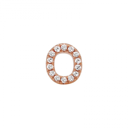 14K Rose Gold Mini Diamond Initial Earrings