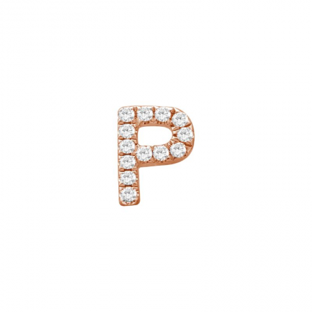 14K Rose Gold Mini Diamond Initial Earrings-Earrings-Maurice's Jewelers-P-