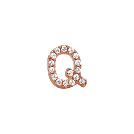 14K Rose Gold Mini Diamond Initial Earrings