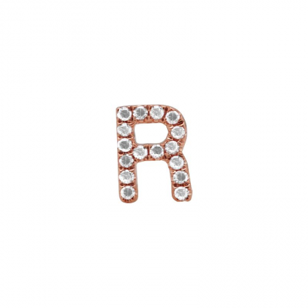 14K Rose Gold Mini Diamond Initial Earrings-Earrings-Maurice's Jewelers-R-