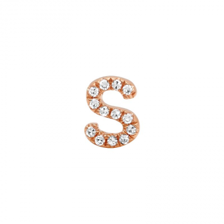 14K Rose Gold Mini Diamond Initial Earrings