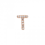 14K Rose Gold Mini Diamond Initial Earrings-Earrings-Maurice's Jewelers-T-