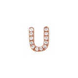 14K Rose Gold Mini Diamond Initial Earrings