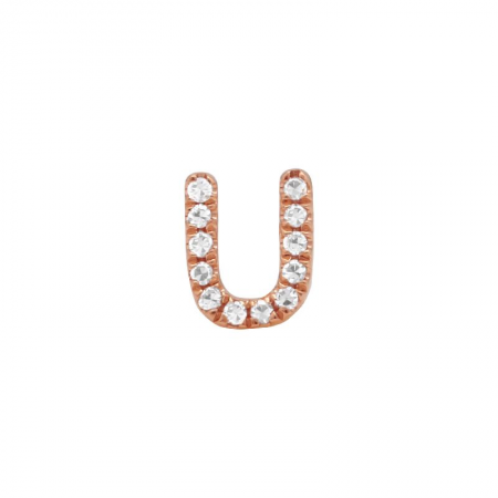 14K Rose Gold Mini Diamond Initial Earrings-Earrings-Maurice's Jewelers-U-