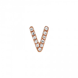 14K Rose Gold Mini Diamond Initial Earrings-Earrings-Maurice's Jewelers-V-