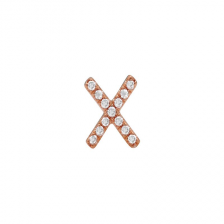 14K Rose Gold Mini Diamond Initial Earrings