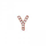 14K Rose Gold Mini Diamond Initial Earrings-Earrings-Maurice's Jewelers-Y-