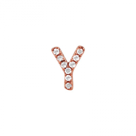 14K Rose Gold Mini Diamond Initial Earrings-Earrings-Maurice's Jewelers-Y-