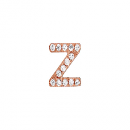 14K Rose Gold Mini Diamond Initial Earrings