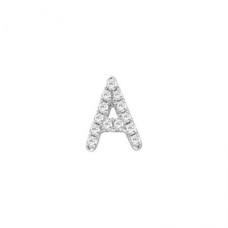 14K White Gold Mini Diamond Initial Earrings